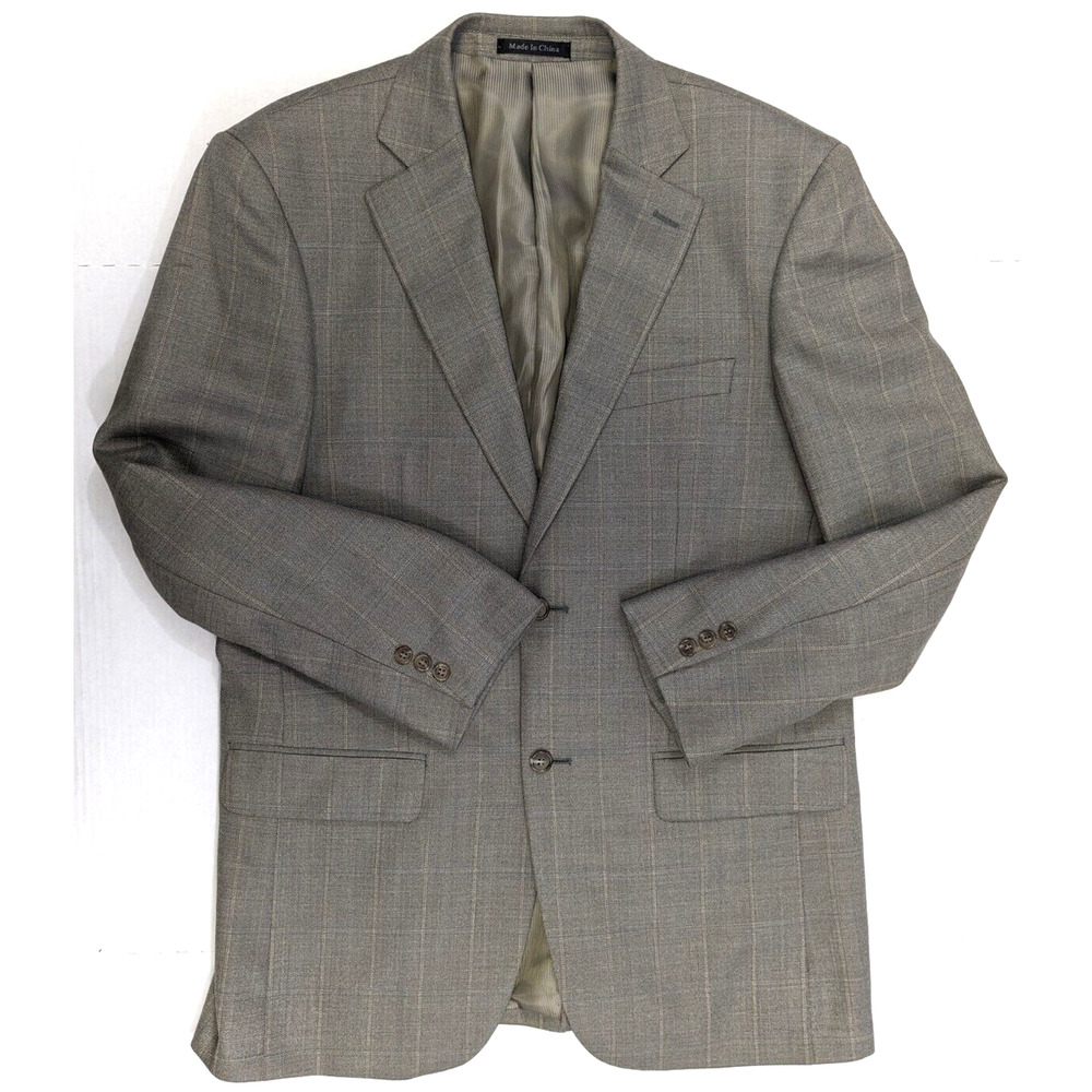 Pendleton Wool Blazer Men Size 40R Gray Windowpane Sports Coat Jacket